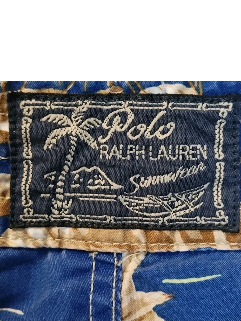 Polo Ralph Lauren Swimwear Resort Boardshorts Men 36/7 Blue Nautical Ships Birds